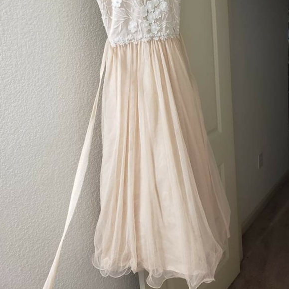 Big Girls Embroidered Mesh Gown, Taupe - Picture 2 of 9